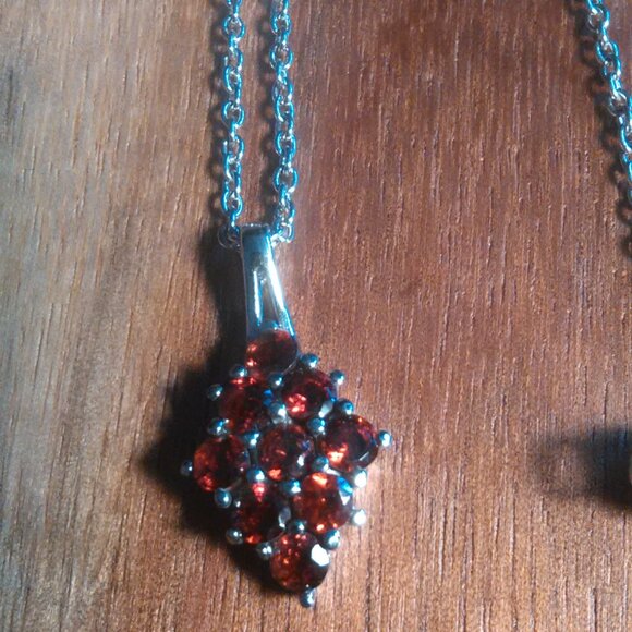 Mozambique Garnet Stainless Steel Pendant Necklace - Picture 4 of 7